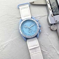 Planeta biocerâmico Lua Mens relógios de função completa Quarz Chronógrafo Missão de Assistir Mercury 40mm Nylon Luxury Watch Edition Limited Master Wristwatches 2023