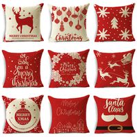 Yastık kasası Noel temalı yastık kılıfı kırmızı ve beyaz Noel baba desen keten yastık kanepe ev dekor 40cm 45cm 50cm 221102