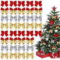 30pc Decorações de Natal Arco decoração pendurada Decoração dourada prateada Redknot Tree Ribbon Ornamentos de ano novo Navidad Decor Y2211