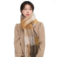 Шарфы Корея сплайс кашемир клетку бесконечность шерстяной шерсть женский шарф -шарф хлопок теплый утолщенный шаль шеи зимой
