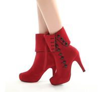 ankle boots European and American suede row button high heel...