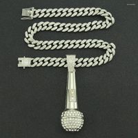 Colares pendentes de colar de microfone de hip hop jóias de jóias de hiphop jóias cubanas jóias para homens de bling masculino