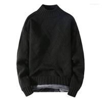 Suéteres masculinos suéter de lã de inverno masculino moda pullovers quentes mass espessos o pescoço malha sólida streetwear casual