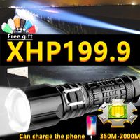 Torches 5000000lm 가장 강력한 LED 손전등 XHP199 USB 충전식 플래시 라이트 5 모드 Zoom Torch Tactial Flash Lantern 사용 26650 T221101