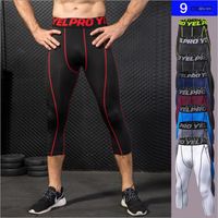 Pantalon pour hommes Fitness Cropped Fitness Running Terre Leggingsmen's Gym ￠ s￩chage rapide Transpiration ￉lastique respirante