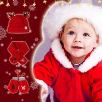 스카프 새틴 어린이 모자 장갑 3 피스 베이비 모직 양복 크리스마스 스카프 및 여성을위한 세트