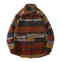 Giacche da uomo tasca capriccio da pioggia uomo uomo antico stile folk camicia addensata color casual top lana sciolta per cortile