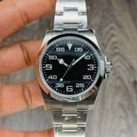 럭셔리 남성용 시계 에어 대전자 M116900 블랙 다이얼 40mm 녹색 포인터 입체 디지털 발광 자동 기계식 시계