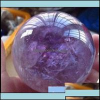 Artes e artesanato Presentes Home Garden Natural Amethyst Quartz Stone Sphere Crystal Fluorite Ball Healing Gemstone 18 Otprz