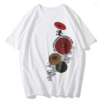 Camisetas para hombres harajuku suelto de gran tama￱o sakura estampado de camiseta de verano camisetas de streetwear top algod￳n de algod￳n