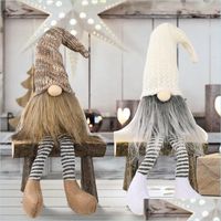 크리스마스 장식 Gnomes 장식 수제 스웨덴 톰테 긴 다리 스칸디나비아 입상 봉제 엘프 인형 5260 Q dhr4i