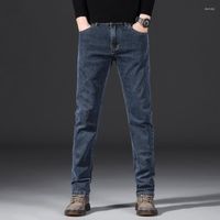 Herren Jeans Stretch Mens Business Casual Classic Style Hose Blaugrau gerade Denimhose M￤nnlich 2022 Herbst Spring