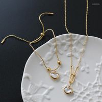 Brincos de colar Definir colares de aço inoxidável de ouro RhySong Bracelet Jóias de noiva Bijoux femme Shell Heart Pingente para mulheres Casamento