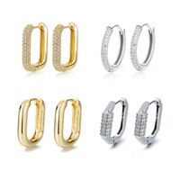 Square Circle Hoop -Ohrringe für Frauen 100% 925 Silber glänzender Kubikzirkon Ohrring 2023 Trendy Schmuck