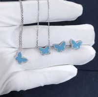 Luxusmarke Sweet Butterfly Designer Ohrringe Armb￤nder Halsketten Set Party Hochzeit Schmuck S925 Sterling Silber Mini einfache klassische Ohrringe Halskette Halskette