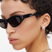 Sunglasses Cat Eye Women Luxury Design Twisted Temples Small...