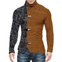 남자 스웨터 가을과 겨울 스웨터 남성 성격 패션 컬러 매칭 스티칭 니트 터틀넥 지퍼 슬림 카디건