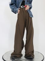 Calça masculina zcsmll nicho de botão costurado masculino casual high street stain wide widewear calças masculinas l5