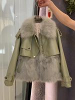 Jaqueta feminina de couro feminino 2022 imitação de casaco integrado de peles de retalhos