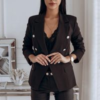 Frauenanzüge Mode Casual Office Blazer mit Metallknopf 2022 Frauen Feste Farben Doppelbrust Pendelpendelpläre Pluspunkte formelle Kleidung