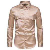 Мужские повседневные рубашки мужская осенняя сплайсинга полосатая рубашка выключить кнопку кнопки с длинным рукавом с длинным рукавом