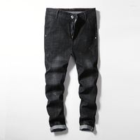 Calças masculinas Primavera outono 2022 Moda casual Black Corean Style Trendyol Streetwear Men calça de jeans slim reta de jeans