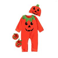 Juegos de ropa Baby Manga larga Bot￳n de la entrepierna del cuello redondo Halloween Calabaza de oto￱o