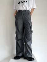 Calça de nicho de nicho de nicho masculino Retro versátil plissado 2023 Color sólido Pocket Casual Darkwear calças vintage