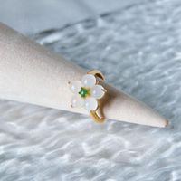 حلقات الكتلة التصميم الأصلي مرصع بالطبيعة Hetian Jade Flower Ring فتحة قابلة للتعديل حلو طازج الرومانسيات المجوهرات الفضية