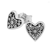 Brincos de garanhão corações do inverno com Clear CZ 925 Sterling-Silver-Jewelry