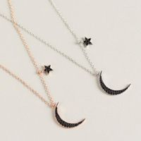 Colares pendentes S925 Colar de cor prata Jóias Estrela Lua Lua simples Cadeia de clavículas 2022 Presente comemorativo das mulheres