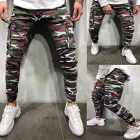 Calça masculina masculina multi-bocket streetwear lápis europeu e americano de camuflagem elástica jeans de jeans elásticos