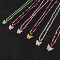 Choker 2022 Fashion Women 6pcs Bohemian Butterfly Leldant Colorful Beads Necklace Spely Set Set
