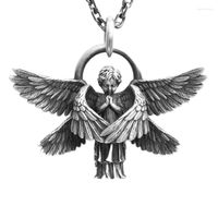 Estatuetas decorativas de colar anjo pingente asas amulet seraphim oração