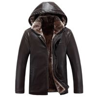 Erkekler Deri Sahte Deri Kış Meth Sıcak Ceketli Ceket Mens Giyim Orta Yaşlı Koyun Deri Kaput Kürk Kürk Uzun Peluş Kalın Palto M4XL 221103
