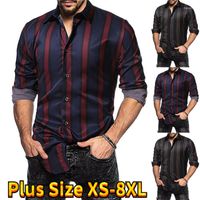 남성용 캐주얼 셔츠 남성용 대형 셔츠 스트라이프 프린트 긴 소매 탑 남자 의류 클럽 파티 카디건 XS-8XL을위한 소셜 디자이너