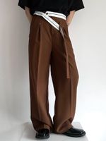 Calça masculina masculino de design irregular Cinturão coreana LOLHA LONA LENTE VAGEM 2023 TRUSHERS CASUAL CASUAL VINTAGE 2A5220