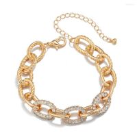 Pulseira boho grossa de cristais brancos de ouro charme pulseiras bangles de jóias de jóias de jóias punk cadeia cubana para mulheres presentes