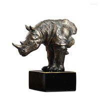 Relógios de parede American Village Rhinoceros Bust estátua Resumo Animais Arte Escultura Resina Artesanal Decoração Decoração de Enterta de Casamento R3078
