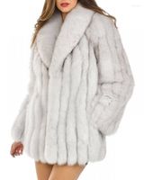 Женская меховая изделия теплой куртков Женщины зимняя мода искусственные длинные пальто с верхними пальцами