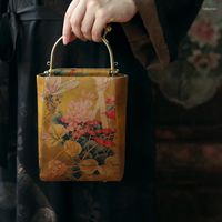 حقائب المساء الخريف الرجعية السيدات Cheongsam Bag Women's Flower Metal Handbag حقيبة يد للنساء