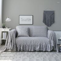 Tampa de cadeira Sofá de verão aconchegante Toalha de algodão coberta Tampa do sofá azul para sala de estar Provóbada de poeira respirável fina