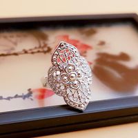 Cluster Rings Thai Silver Craft Wide Version Geometric Hollo...