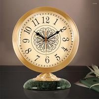 테이블 시계 유럽 스타일 시계 빈티지 거실 사무실 맨텔 책상 금속 놋쇠 대리석 군대 데스크탑 시계