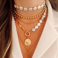 Chains Boho Statement Multilayers Gold Color Baroque Pearls ...