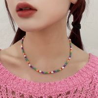 Collar boho colorido arroz bead joyer￭a de collar de arco iris para mujeres y ni￱as