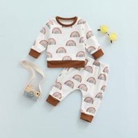 Juegos de ropa 0-24m Baby Baby Girl Boys Precioso ropa Rainbow Impresión de manga larga Sweinshirt Tops Pantalones 2 PCS