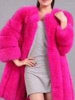 الفراء النسائي FMFSSOM Winter Women Slive Long Slim Fit Fit Socialite Pated Coat Midle