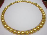 Colgantes de pendientes de 10-11 mm Gold South Sea Pearl Collar Collar amarillo
