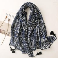 Scarves Retro Ethnic Style Blue And White Porcelain Navy Han...